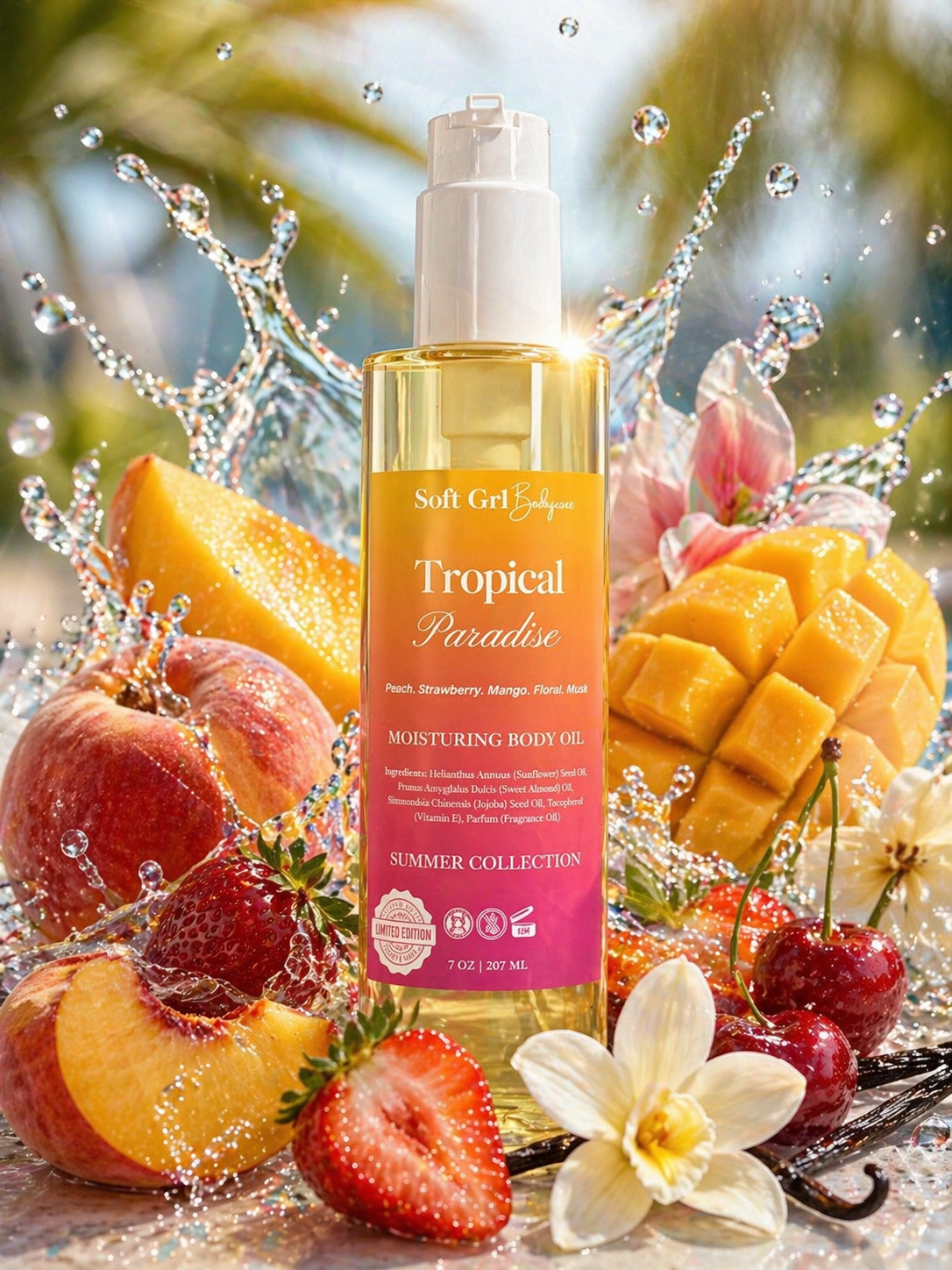 Tropical Paradise Body Oil 🏝️🍓🌺